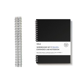 Vela Sciences W7-F Expanded Wirebound Lab Notebook, 9.25 x 11.75 in (23.5 x 30 cm), 144 Pages, Double Wire Looped, 70lb Heavyweight Paper (2-Pack, Ruled+)