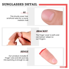 Pack of 6 Magic Thumb Trick Magic Thumb Tip Soft Plastic Fingers Fake Fingers Stages Magic Prop Prank Toy Tricks and 6 Pieces Red Training Cloth for Magic Items Party