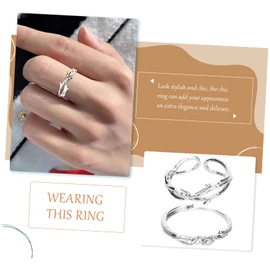 Gatuida 2pcs Rose Couple Ring Rings Couples Jewellery Couples Jewelry Alloy Silver