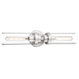 Emak Brushed Nickel Vanity Lights for Bathroom, Modern 22 Inch Bathroom Light Fixtures, 2-Light Cylinder Wall Sconces with Clear Glass Shade for Bathroom, Bedroom, Hallway, VL085-BN-2