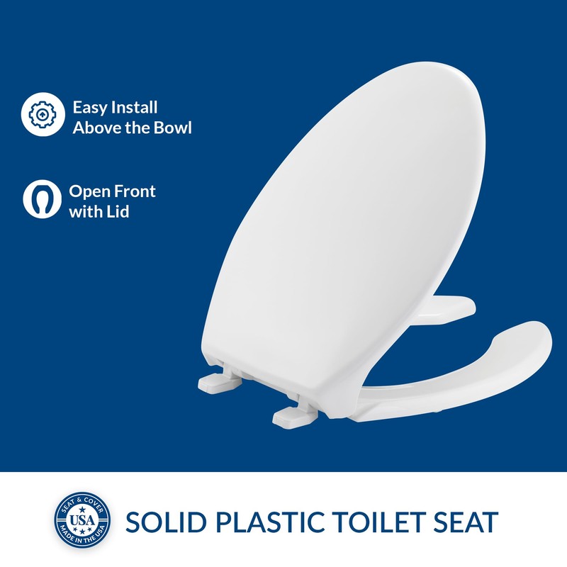 BEMIS 1950 Commercial Open Front Plastic Toilet Seat, Heavy Duty