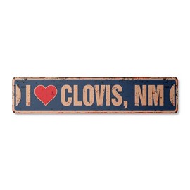I Love Clovis New Mexico Vintage Aluminum Street Sign nm City State us Wall Road décor Rustic Metal tin Gift | Indoor/Outdoor | 18" Wide