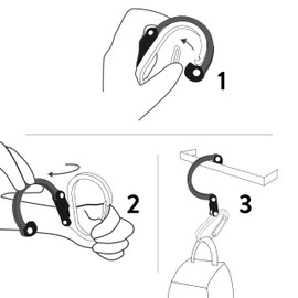 GEAR AID HEROCLIP Carabiner Gear Clip and Hook (Medium) for Camping, Backpack, and Garage Organization, Black and Gray, 1 Pack