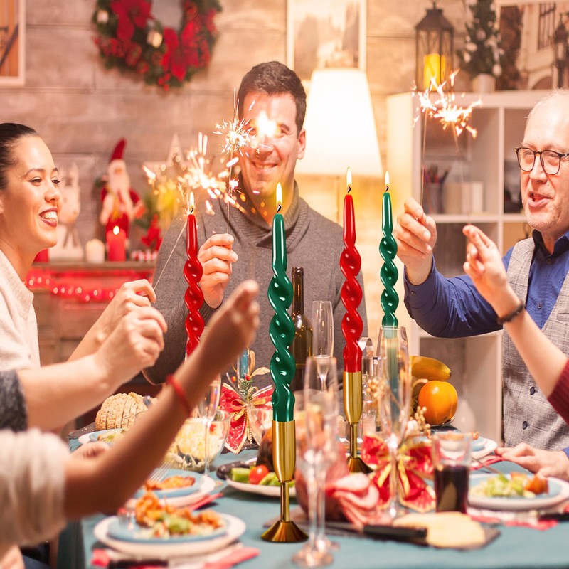 Conelist 12 Pcs 10 Inch Christmas Taper Candles Green and