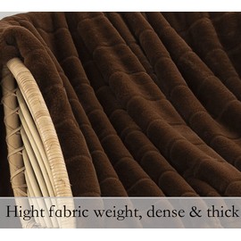 Faux Fur Throw Ultra Soft Double Sided, Fluffy Blanket for Winter Sofa Couch, Cuddly & Warm (50"x 60", Brown)