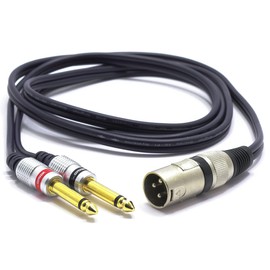 Vitalco XLR Male to 2x 6.3 mm TS Jack Cable, Microphone Cable, 3-Pin to Mono Jack Plug Audio Adaptor, 3 m