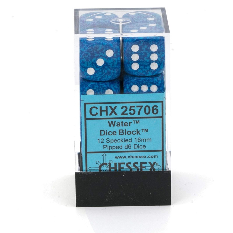 Chessex DND Dice Set D&D Dice-16mm Speckled Water Plastic Polyhedral