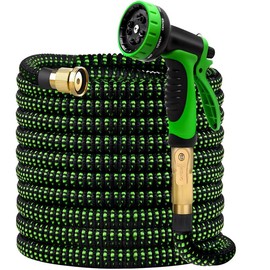 2024 New Expandable Garden Hose 100ft - 10 Function Spray Nozzle, Superior Strength Flexible Hose with 3/4 Brass Connectors - Leakproof Lightweight Water Hose for Gardening and More... - Length: 50 ft