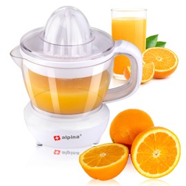 alpina Juicer - Lemon Squeezer - Orange Squeezer - Citrus Juicer - 0.7 Litres - 2 Press Cones - 2 Directions of Rotation - 25 Watt - White