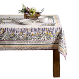 Maison d' Hermine Table Cloth 100% Cotton 140cm x 180cm Decorative Tablecover Washable Square Easter Tablecloths for Dining, Buffet Parties & Wedding Use, Fanny Lavender - Spring/Summer