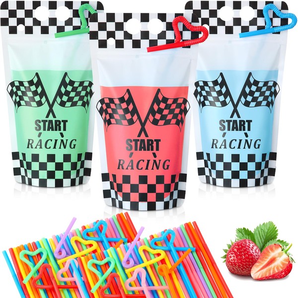 Sieral 200 Pcs Clear Drink Pouches with Straws Reclosable Zipper