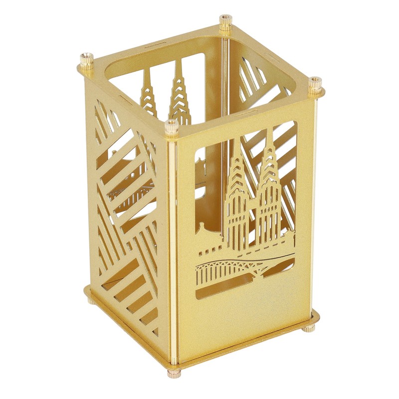 Metal Pen Holder Multifunctional Easy Assembly Glossy Golden Surface Plating