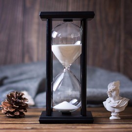 Hourglass Timer with White Sand, 30 Minute Wooden Frame Sand Timer, Creative Handcraft Decoration