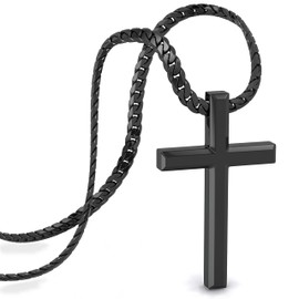 SERASAR Stainless Steel Necklace Men with Pendant Black Cord Chain Gift for Gothic Emo Jewelry Box Communion men Silver Female Cadena Hombre