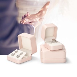 Woodten PU Leather Jewelry Ring Box for Proposal Engagement Pink PU Leather Jewelry Ring Gift Box