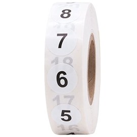 Consecutive Number Stickers 1-50 0.50 Inch 1,000 Total Labels