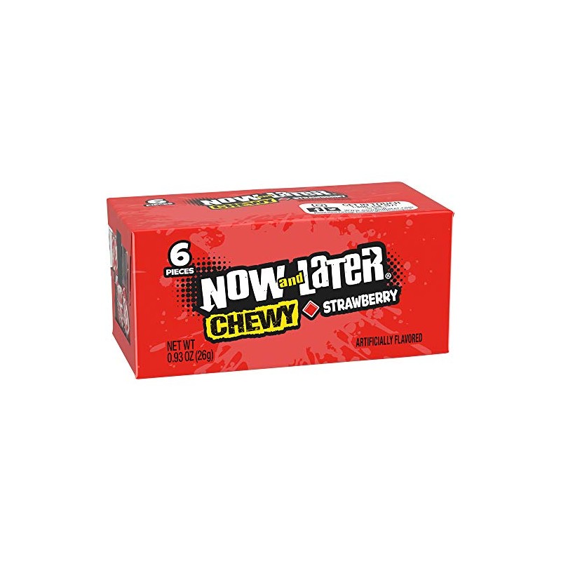 Now & Later Soft Taffy Chews Candy, Strawberry, 0.93 Ounce