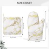 Marble Oven Mitts Pot Holders Set Silicone White Gold Kitchen