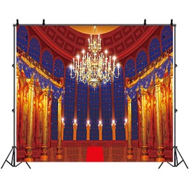VIDMOT Ballroom Backdrop Beast's Palace Background for Girl Princess Bell Party 10x10ft Magnificent Medieval Castle Photo Booth Studio Props BJXPVV76
