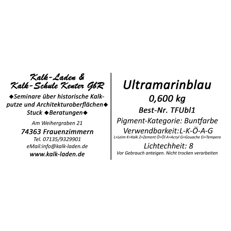 Colour Pigment Ultramarine Blue, 0.6 kg in Bucket, Colourful, Dry