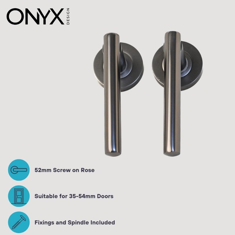 ONYX DESIGN Laurel Lever on Rose Door Handle in Gunmetal