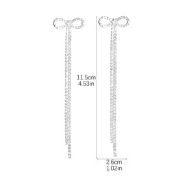 Bow Earrings for Women Silver Earrings for Women Gold Statement Earrings Wedding Earrings for Brides Rhinestone Long Earrings Jewelry Gifts