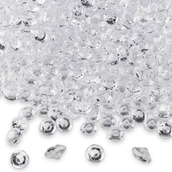 Diamond Table Confetti, Vase Filler, Party Decorations for Weddings, Bridal Shower, Birthdays, Home, and more. 2000 Pack of 1 Carat 6.5mm Jewels (Clear) by Super Z Outlet