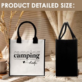 ONDTOM Aesthetic Tote Bag, Camping Lover Gifts, Birthday Retirement Christmas Gifts for Camper, Reusable Grocery Shopping Bags, Simple Modern Beach Bag-A07