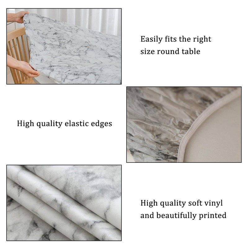 MIPIACE Round Tablecloth Fitted Tablecloth Waterproof Round Table Cloth Wipeable