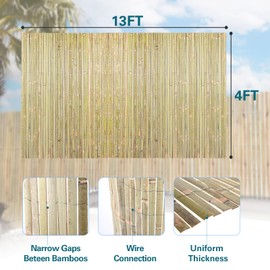 Sprigra Bamboo Slat Fence 6ft x 13ft, Natural Split Bamboo Fencing, Privacy Screen 6 Feet High Outdoor, Privacy Fence for Garden, Divider, Balcony, Pool