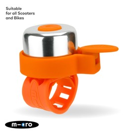 Micro Scooters | Bike/Scooter Plain Handlebar Bell | Kids Bike Accessories | Loud | Waterproof | Boys & Girls | Orange