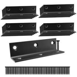 Black Stainless Steel Corner Bracket,L Bracket,Heavy Duty Corner Brace, Large Angle Brackets, Metal Braces for Wood Aufuga (20, 3.2*0.8*0.8inch)