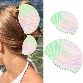 CAKURE Shell Claw Clips Acrylic Blue Hair Clips Cute Hair Claw Clip Mermaid Hair Accessories for Women and Girls (d-Green set)