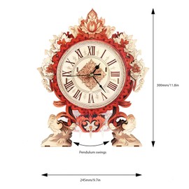 Lilcubics 3D Wooden Puzzles for Adults Model Kit Flame Flower Clock, Mechanical Model Building Kit DIY Hobbies for Women Men, Vintage Wall Clock Puzzle Birthday Gift for Adults Craft Gift Home Decor