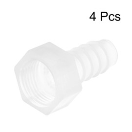 sourcing map Polypropylene Hose Nozzle Fitting Coupling 10 mm Barb x G3/8 Internal Thread Pipe Adapter Translucent Hose Connection Pack of 4