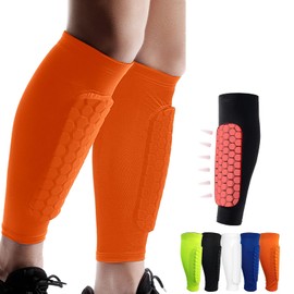 Shindefender Shin Guards Pads, Honeycomb Compression Sleeve Football Shin Guards for Boys, Teenagers and Adults, Soccer Defender Pads with Superior Impact Absorption, Lightweight