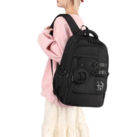 JANSBEN Waterproof School Backpack for Teenagers Boys and Girls, Multiple Compartment Design for School and Travel, School Bag, Ideal for 5 Class, black