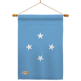 Americana Home & Garden HS140155-BO-03 Micronesia World Nationality Decorative Vertical House Flag Set, 28"x 40" w/Flagpole, Multi-Color