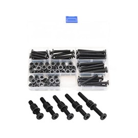 LBY 35 Sets Threaded Insert Nuts and Bolt Assortment Kit, 1/4-20 × 13mm Threaded Inserts & Hex Socket Furniture Barrel Bolts (5 Sizes) Combination, Carbon Steel (Black)