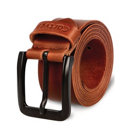 Cartvelli Men's Genuine Leather Belt, Black, 40 mm, Made in Germany, Gift Box, Men's Belt Buckle Matte Black, cognac brown