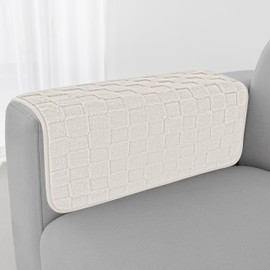 Foxdecor Fuzzy Couch Arm Cover Sofa Armrest Cover Armchair Covers, Anti-Slip Armchair Slipcovers Sofa Arm Protector Decorate Set of 2pcs, Cream White 26x26 Inch