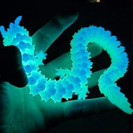 Glow in the Dark Fidget Dragons - Portable Fidget Tool with Glowing Features for Stress Relief and Relaxation Decor Light - Color: Glow Blue, Size: XXL (25")