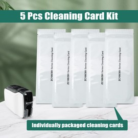 YUXIVCNE 105999-311 Cleaning Kit Compatible with Zebra ZC100 ZC150 ZC300 ZC350 ID Card Printer, 5Pcs Single-use Cleaning Card for Easy Use