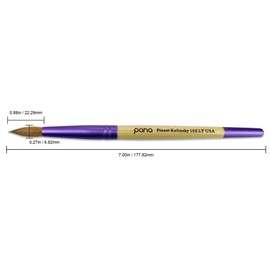 PANA Pure Kolinsky Hair Acrylic Nail Brush - Round Shape Purple Ferrule with Beige Wood Handle (Size 10)