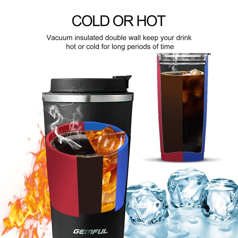 GEMFUL Thermal Travel Hot Drinks Coffee Cup Spill Proof for