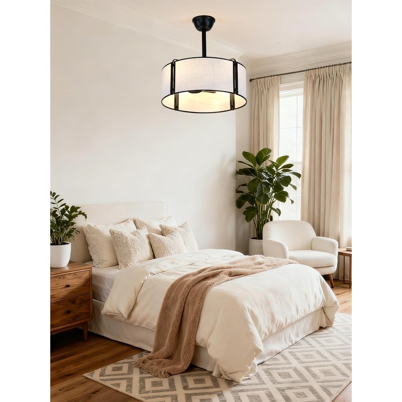 Curve Curio 20'' Caged Ceiling Fans with Lights, Fabric Fandelier