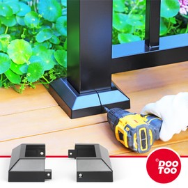 DOOTOO 4pcs 3"x3"(Actual: 3"x3") Aluminum Deck Post Base Cover, for Deck railings, Stairs, Patios（Black