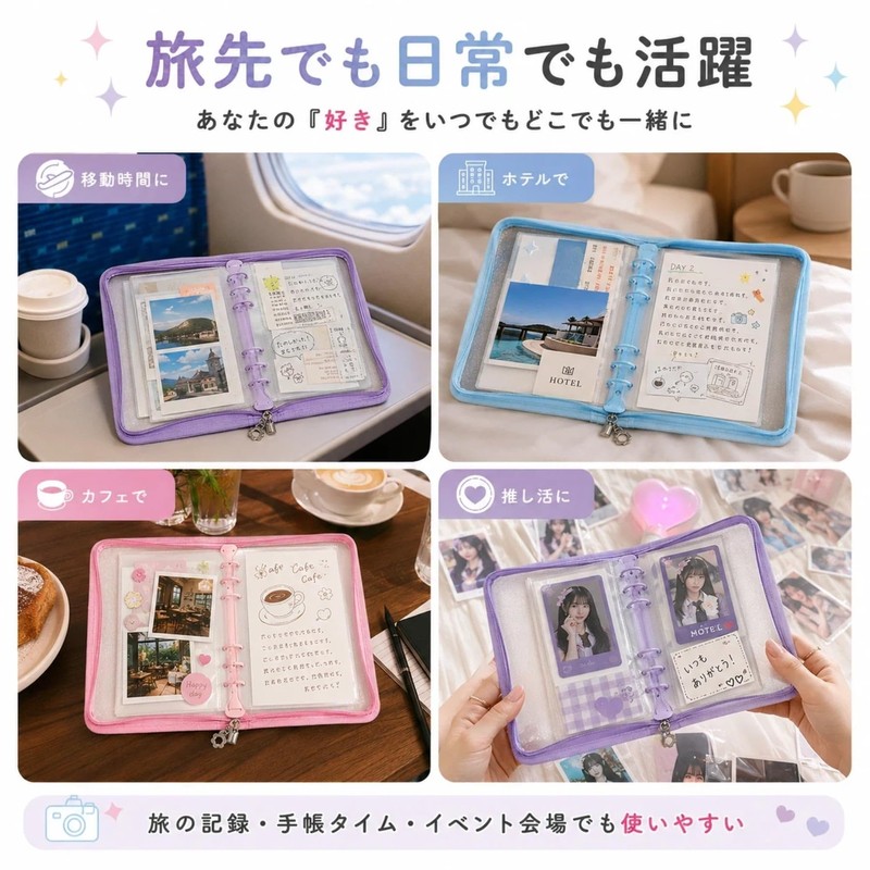UMEX シール帳 a5 収納 大きめ: バインダー 軽量 大容量 持ち運び 6穴