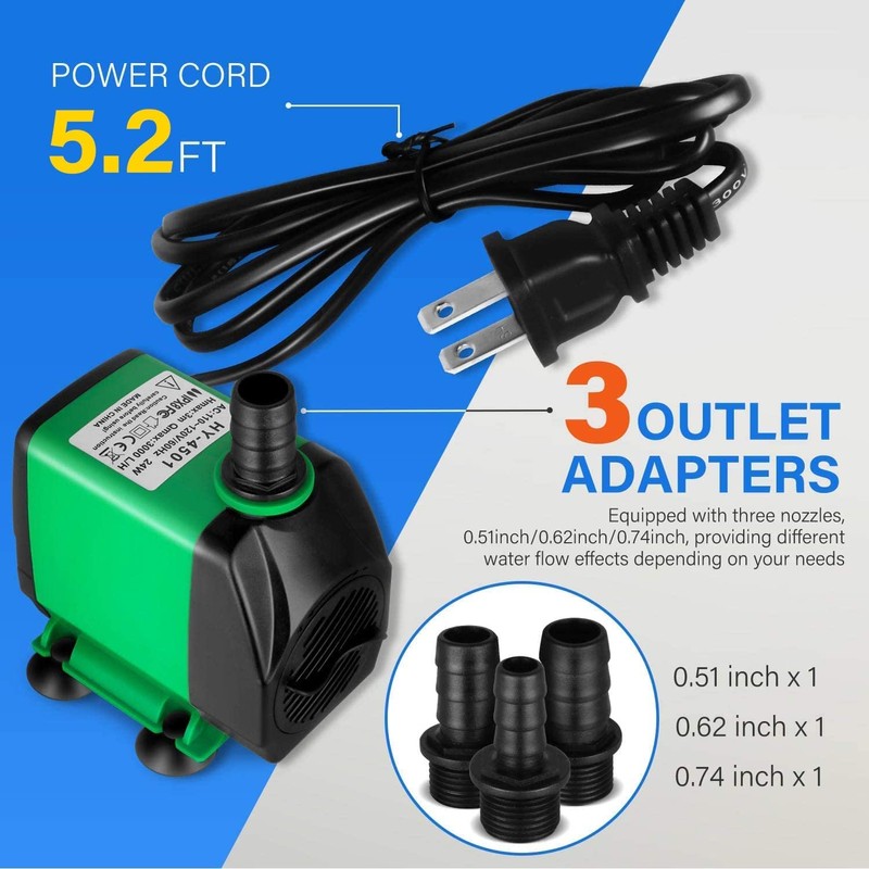 Simple Deluxe 800 GPH Submersible Water Pump with Adjustable Intake,