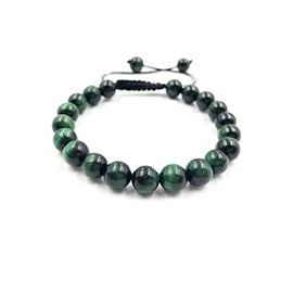 SHNAYA JEWELS AAA GREEN STAR TIGER EYE Natural Healing Power Gemstone Crystal Beads Unisex Adjustable Macrame Bracelets 8mm